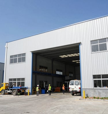 Close-up of sturdy roof framework with professional workers securing beams.