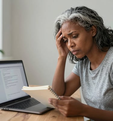 Senhora com muita dificuldade em entender seu notebook