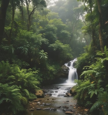 Travelers hiking along a lush green trail with panoramic ocean views.