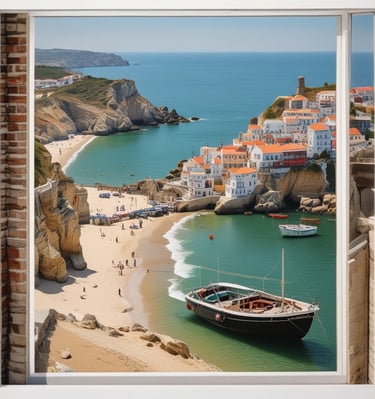 Travelers hiking along a lush green trail with panoramic ocean views.