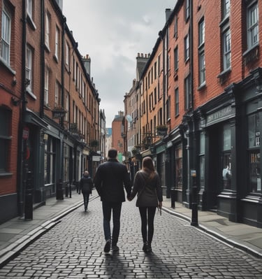 Travelers hiking along a lush green trail with panoramic ocean views.