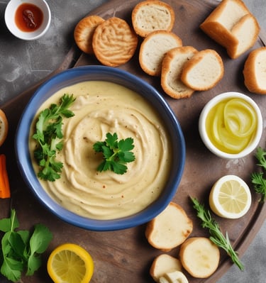 a bowl of hummus 