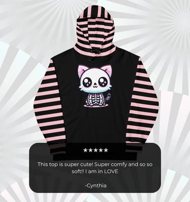 a cat in a striped hoodie 5 star review DreamSage Apparel