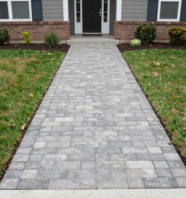 Elegant stone steps ascended by sunlight filtering through tall trees in a peaceful garden.