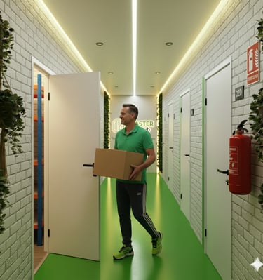 hombre entrando trastero carga caja logística coche 4x4 trastero seguro girona inversion.