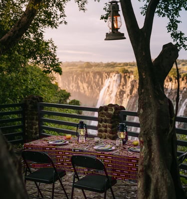 Transitional dining experience at the Victoria Falls