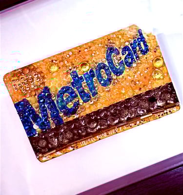 framed work of mterocard covered in crystals