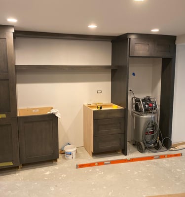 Basement finishing in progress to architect and owner specifications