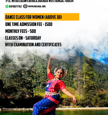An Indian classical dancer performing Odissi in a mountain landscape for Charulata Nrityangan dance classes.