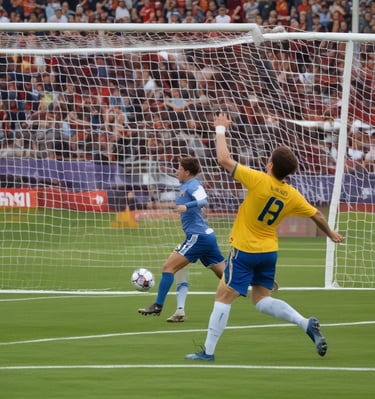 A focused female track athlete in crimson gear crossing the finish line with determination.