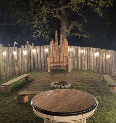 Communal firepit area ready for chilling