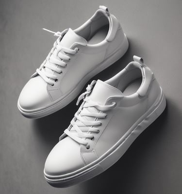 Casual slip-on shoes displayed on a rustic bench outdoors