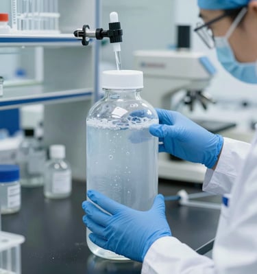 Industrial setup with large tanks and pipes used in the water purification process.