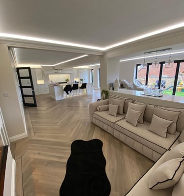 Spacious extension complete with lighting installation