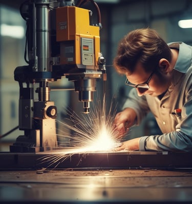 Nighttime shot of a well-lit industrial plant showcasing automation technology.