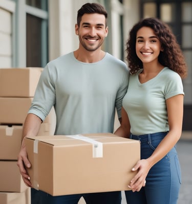Satisfied customers receiving their parcels.
