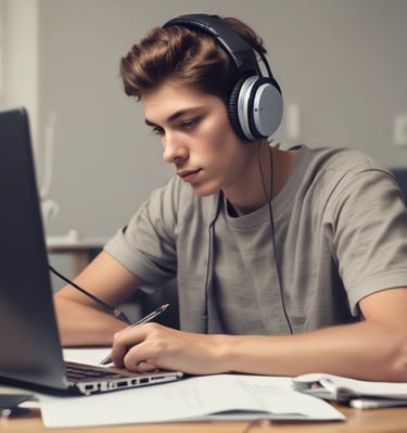 Students using technology in a modern educational setting.