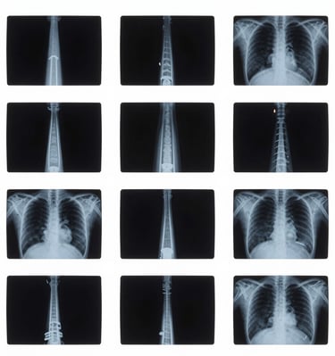 Close-up of sterile surgical gloves neatly arranged on a blue background.