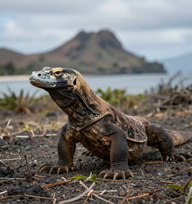 A breathtaking aerial view of Labuan Bajo coastline at sunset
