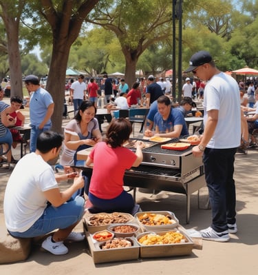 Smiling locals spending family time at the park