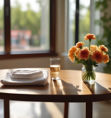 A sunny urban street scene with a wide sidewalk and a building on the left displaying a sign for a property management company. Trees with lush green foliage provide shade further down the street. Several vehicles, including cars and a truck, are parked or driving on the road. A sign indicating a loading zone is visible, and the sky is clear and blue.