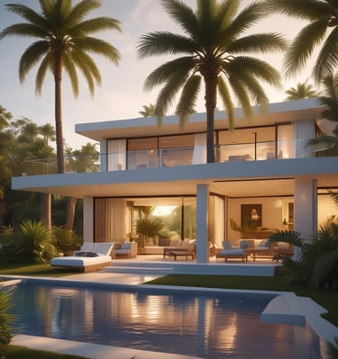 A commercial property featuring two buildings with metal roofs, situated in an industrial area. Several parked vehicles, including vans and cars, are seen near the buildings. The surroundings are well-maintained with greenery and clear weather with blue skies and clouds in the background.