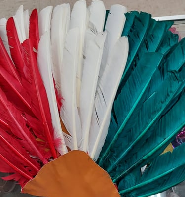 Conchero Aztec Penacho folkloric head piece custom handmade at Tradiciones Norma Phoenix AZ