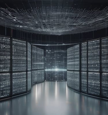 A smartphone displaying the OpenAI logo is resting on a laptop keyboard. The phone screen reflects purple and white light patterns, adding a modern and tech-focused ambiance.