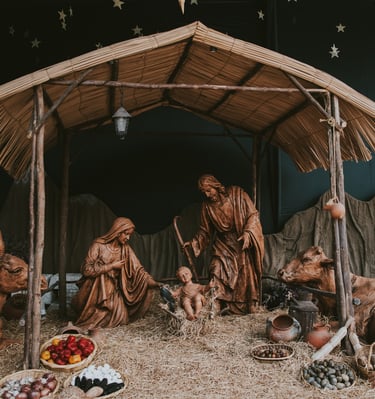 a nativity scene of a nativity of jesus and the animals