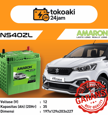 Toko Aki 24 Jam Surabaya | Aki Accu Mobil Amaron NS40ZL Suzuki Ertiga Surabaya