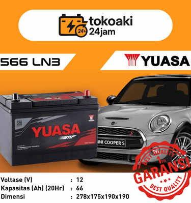 toko aki 24 jam motor dan mobil yuasa 566 LN3 mini cooper surabaya