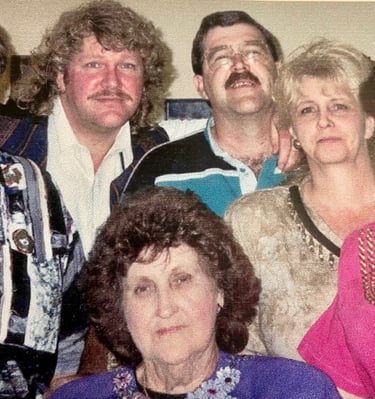 Jerry, Newman, Freeman, Yudora, Suandra & Mother Reba in the middle