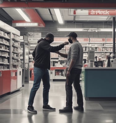 Participants engaged in knife defense techniques during a class.