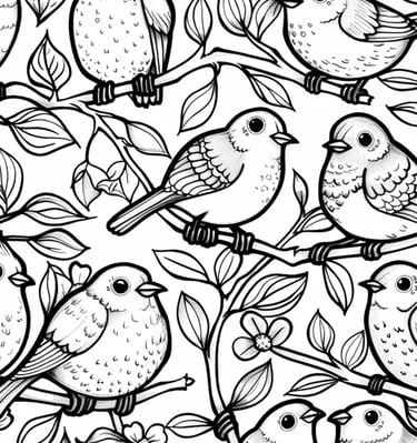 coloring page with birds