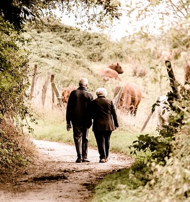 couple walking in countryside