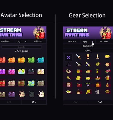 a set of two screens showing a variety of items