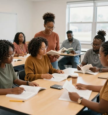 A diverse group of children reading books together.