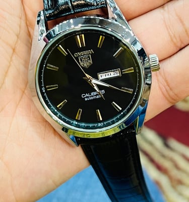 a person holding a watch in their hand