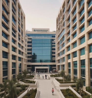 The image depicts a health care facility entrance labeled 'Puskesmas Sinoa'. The building has a welcoming sign and a set of colorful stairs leading up to it, each step containing a health-related message in Indonesian. Plants are seen on either side of the entrance.