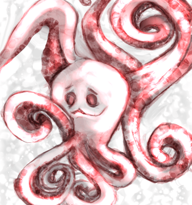 a red octopus octopus in a white background