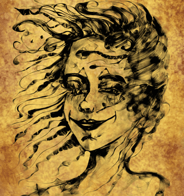 a tattoo style drawing of a woman's face