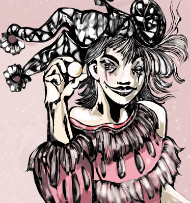 an illustration of a woman in a pink