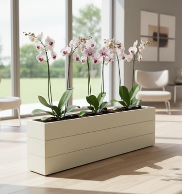 elegant indoor wooden planter painted in grey blue with patio tree made from wood 