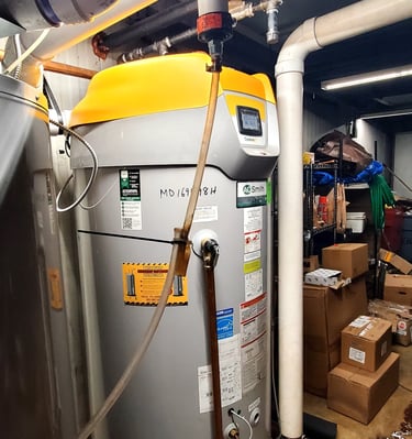 Code-compliant gas water heater install in the City of Rockville Maryland