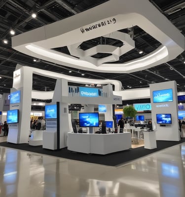 An aerial view of an outdoor festival with colorful tents.