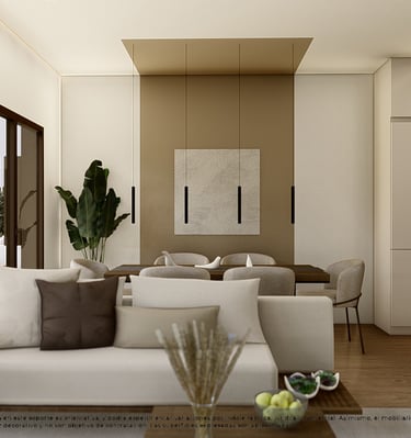 a living room with a couch and a table