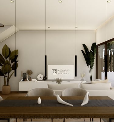 a dining room with a table and chairs