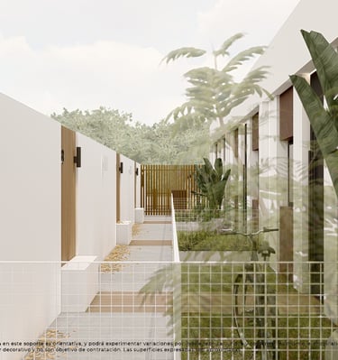 a building with a fenced in area with a fence