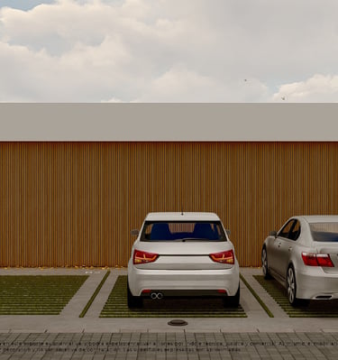 two cars parked in front of a building