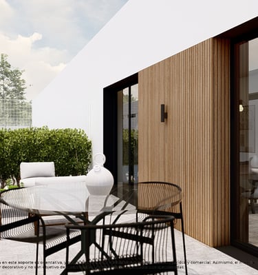 a patio with a table and chairs and a table